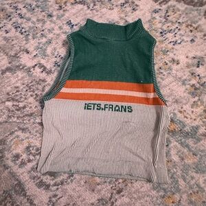 Green and Orange Striped Crop Top